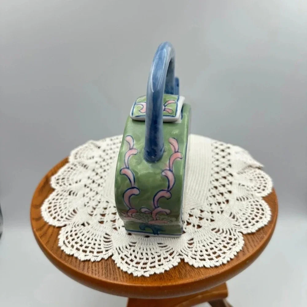 Ben Rickert‎ Hand Painted Pink Blue Green Porcelain Teapot